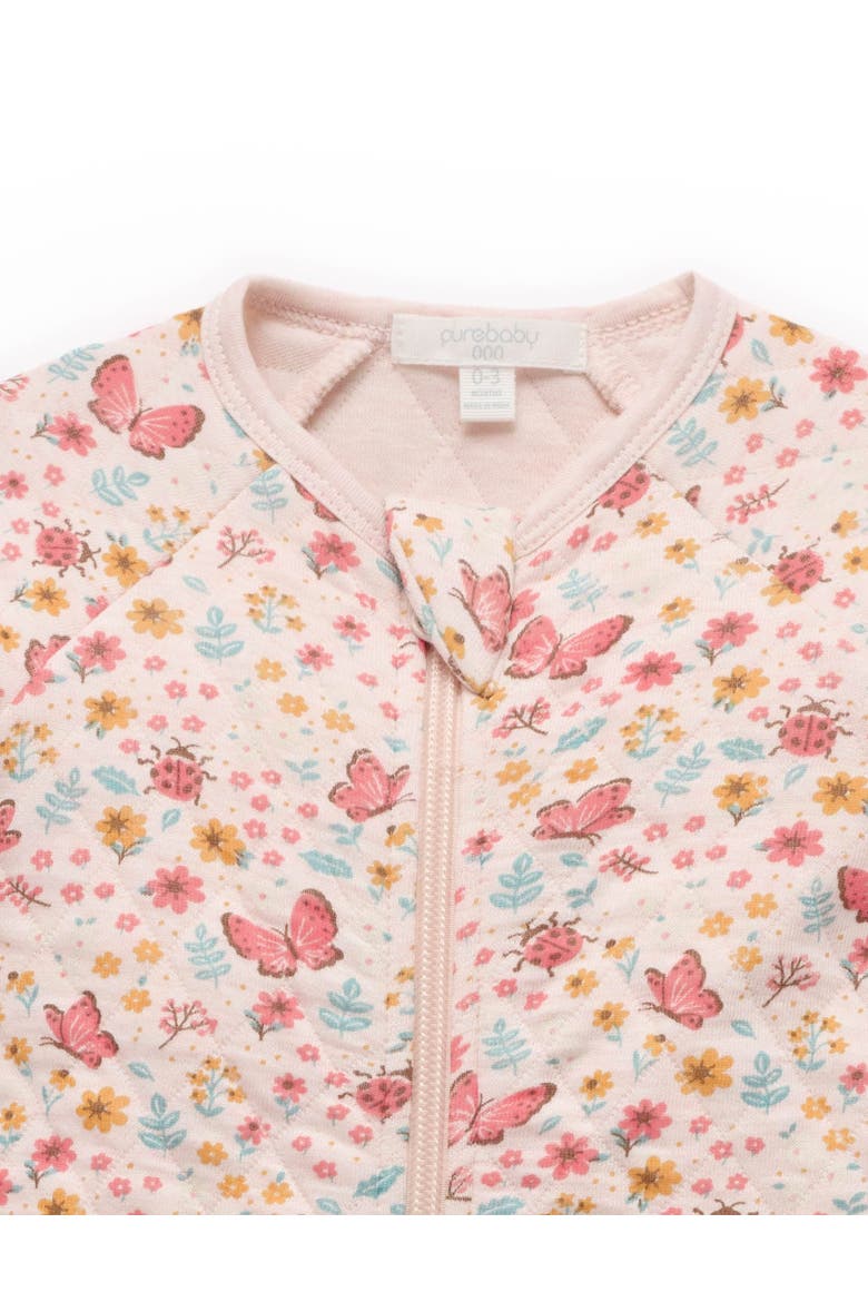 Baby Girl's Quilted Footie, Alternate, color, Butterfly Print