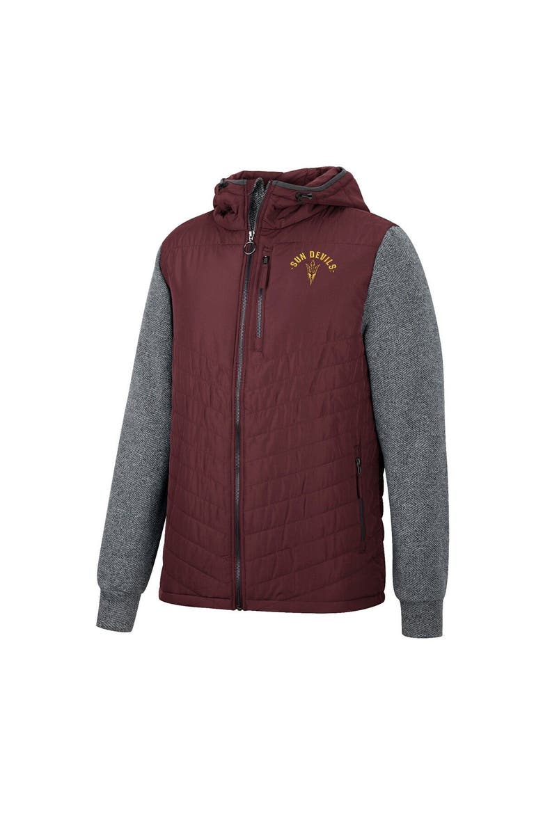 Men's Colosseum Maroon/Charcoal Arizona State Sun Devils Course Herringbone Full-Zip Hoodie, Alternate, color, Maroon