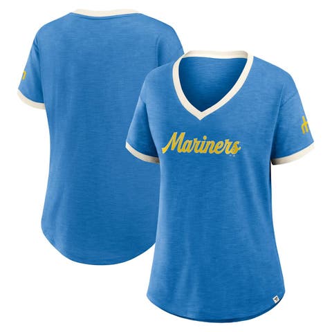 Women's Fanatics Royal Seattle Mariners Cooperstown Collection Vintage Play​ Slub V-Neck T-Shirt