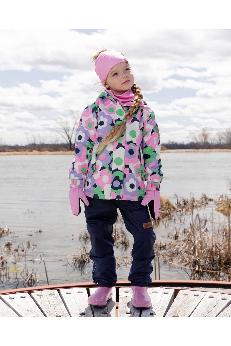 Two-Piece Mid-Season Flowers Outerwear Set, Alternate, color, Black Floral Print