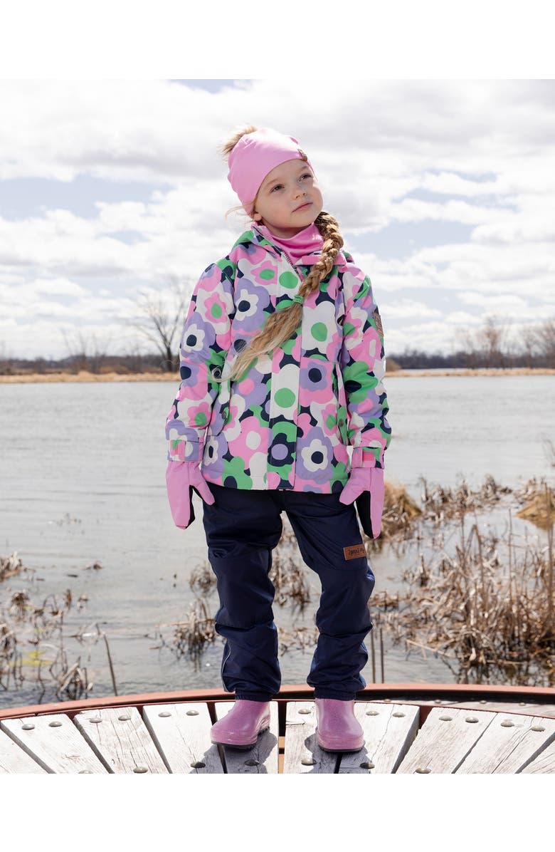 Deux par Deux Two-Piece Mid-Season Flowers Outerwear Set, Alternate, color, Black Floral Print