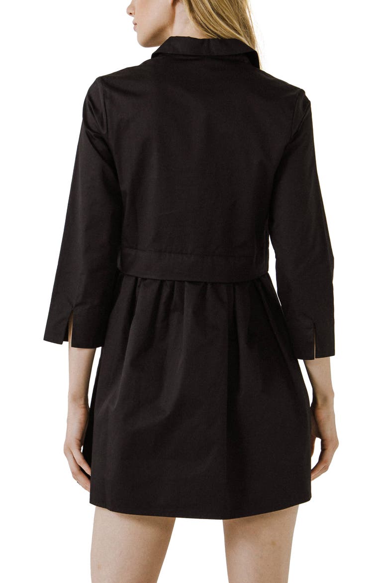 Long Sleeve Mini Shirtdress, Alternate, color, BLACK