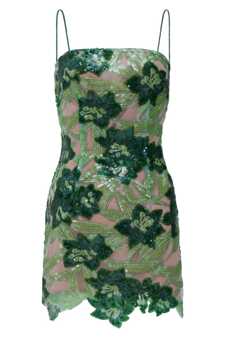 Sara Floral Sequin Cocktail Dress, Alternate, color, GREEN MULTI