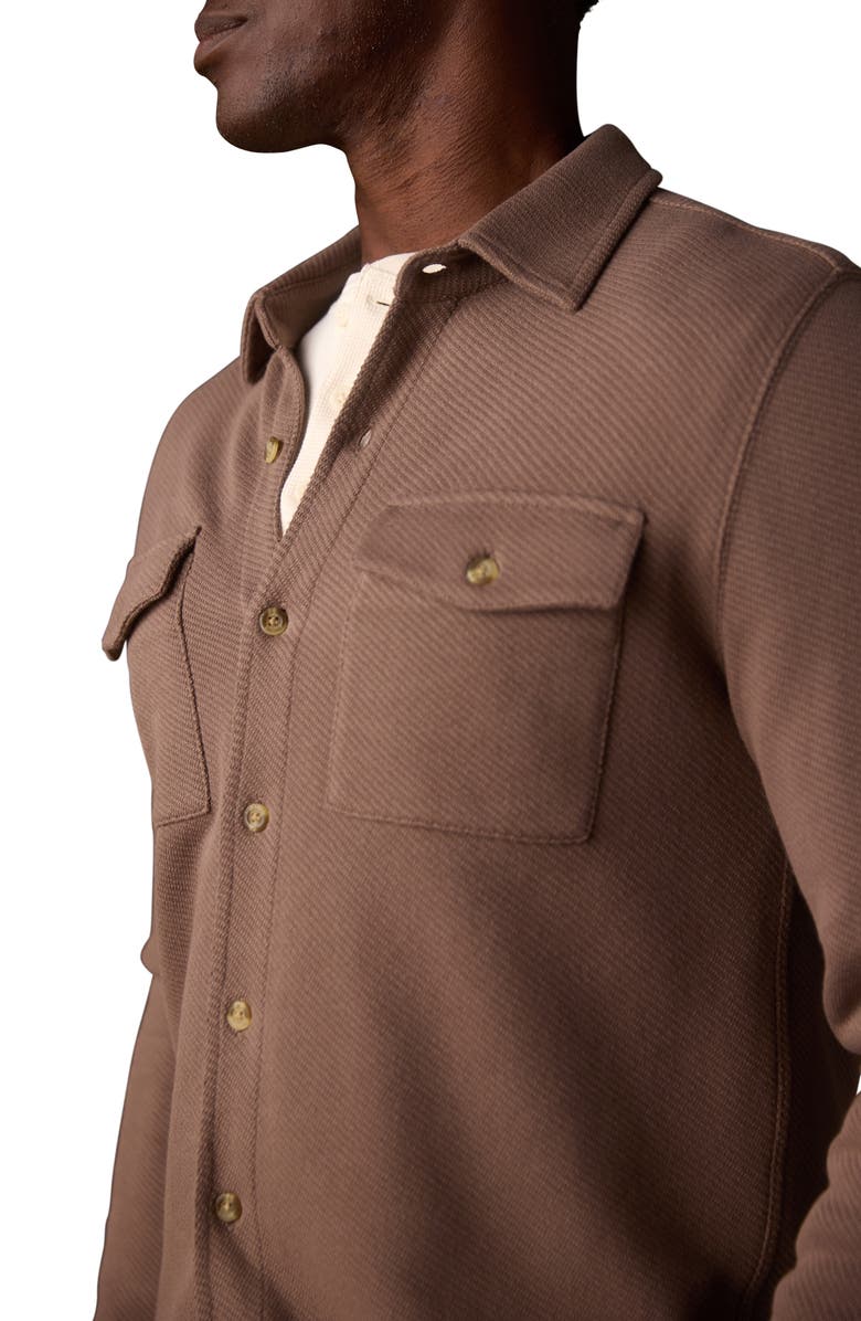 The Normal Brand Looped Terry Button-Up Shirt, Alternate, color, Cedar