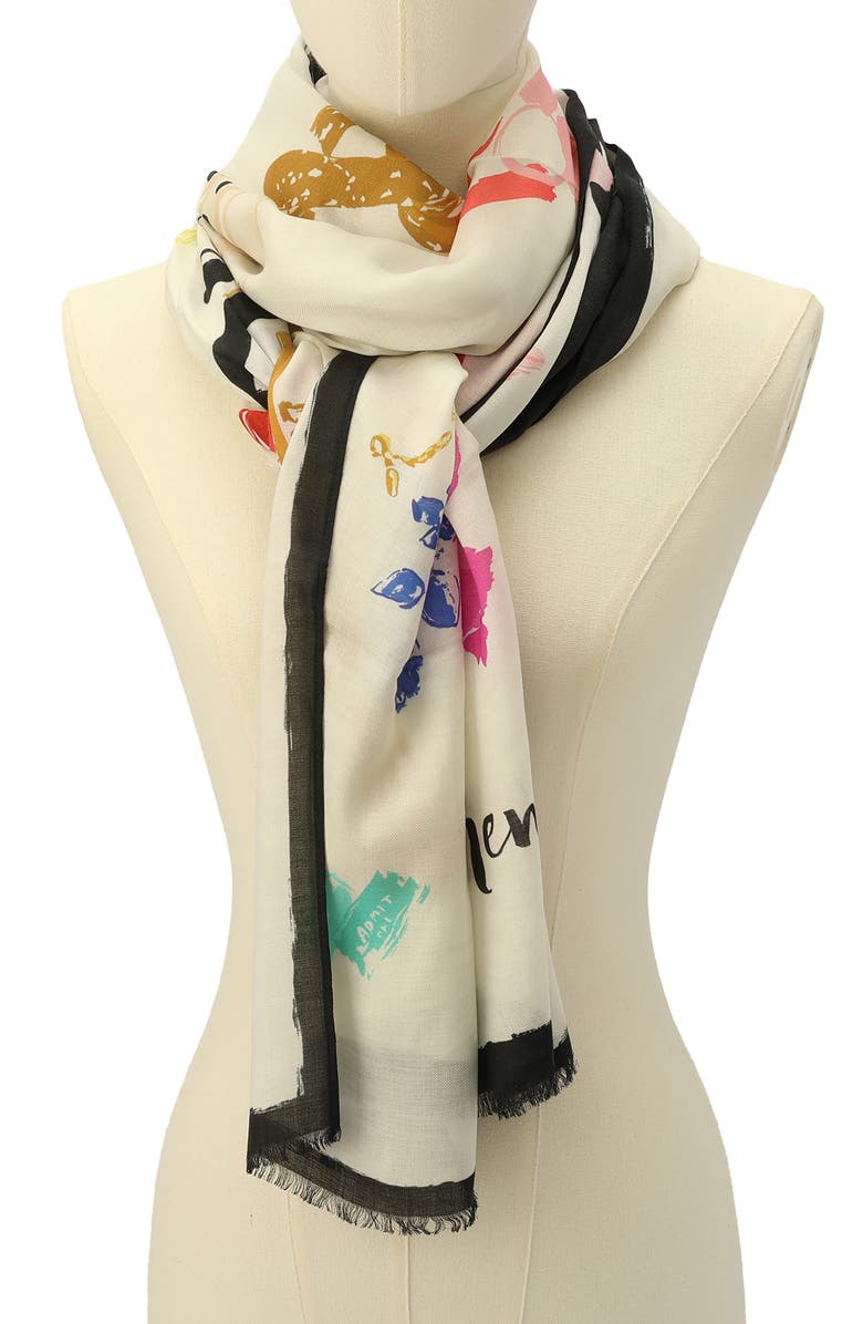 Kate Spade New York things we love oblong scarf, Alternate, color, Cream