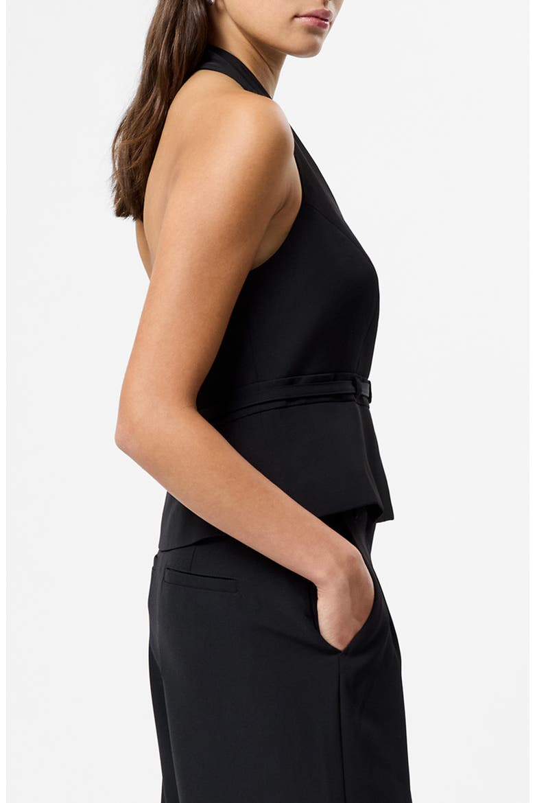 Harry Belted Suiting Halter Top, Alternate, color, BLACK