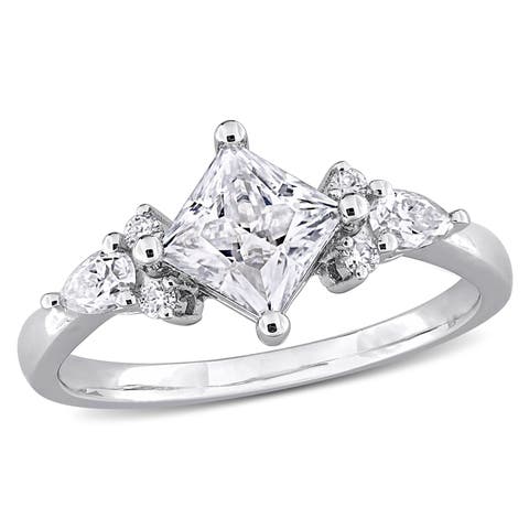 Moissanite Princess-Cut Cluster Engagement Ring