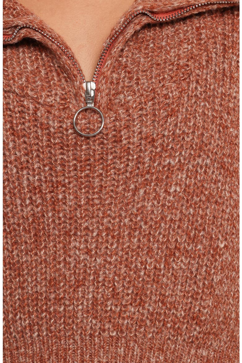 Hallow Marled Quarter Zip Sweater, Alternate, color, BROWN