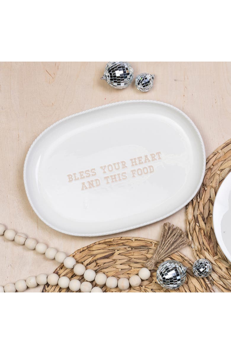 Totalee Gift Bless Your Heart Platter Ceramic White, Alternate, color, White