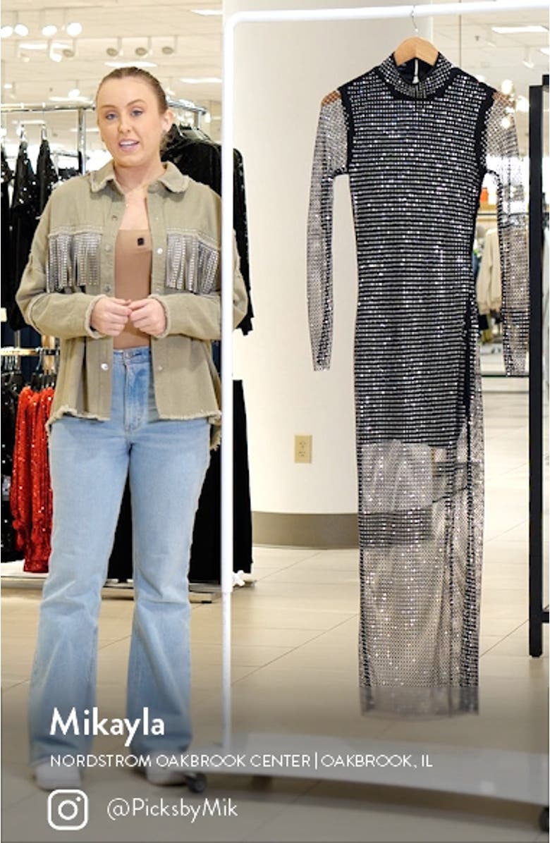 Sparkle Mesh Long Sleeve Dress, sales video thumbnail
