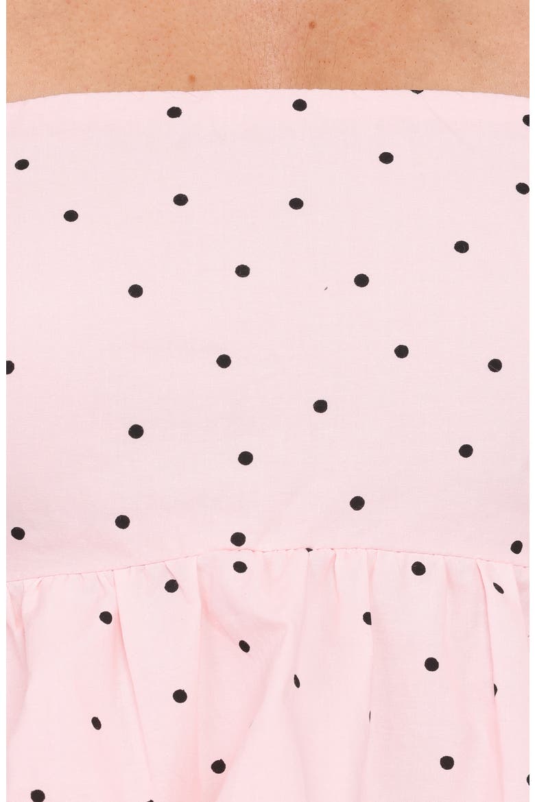 Yvanna Polka Dot Strapless Bubble Hem Top, Alternate, color, PINK DOT