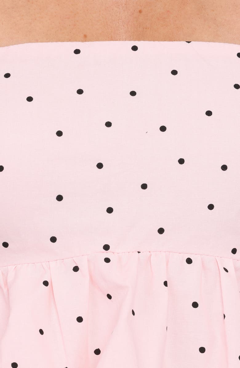 Petal & Pup Yvanna Polka Dot Strapless Bubble Hem Top, Alternate, color, 