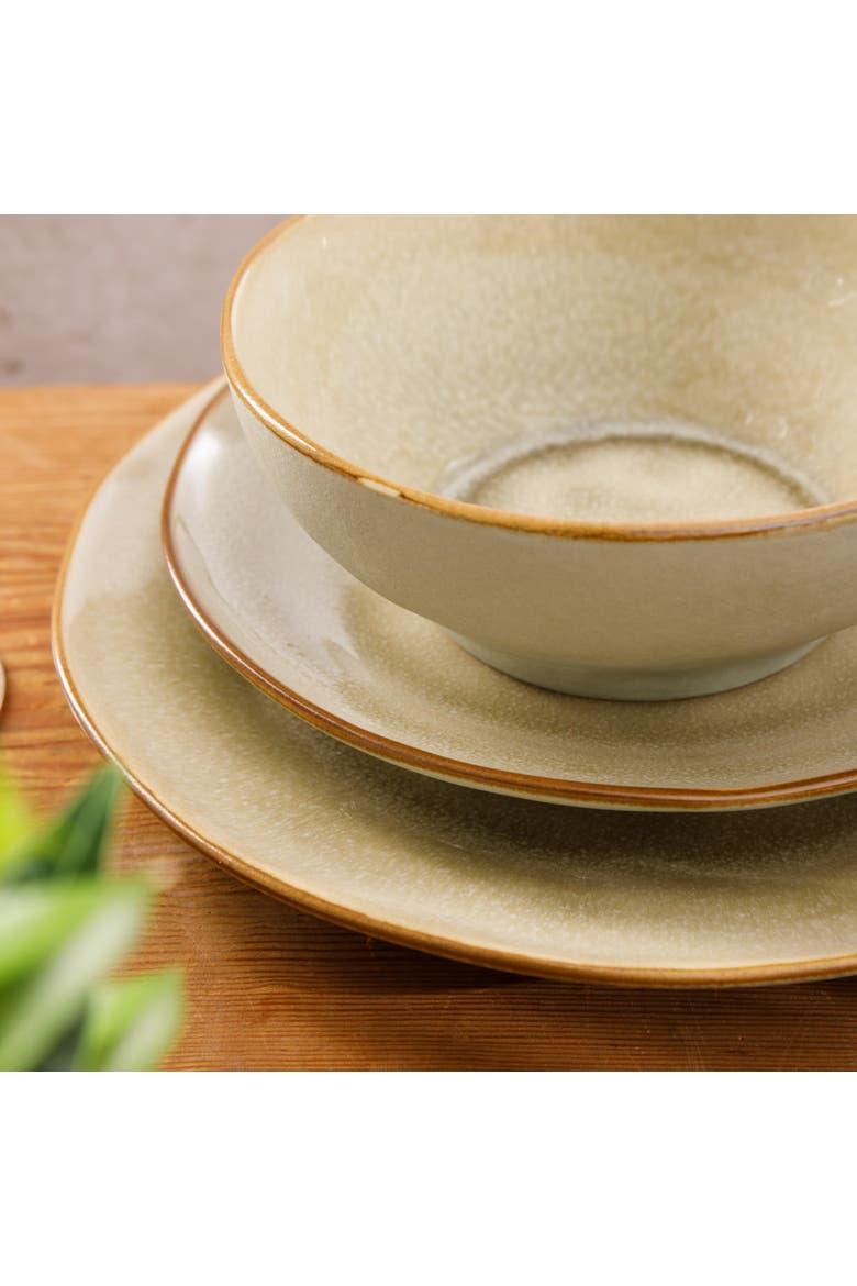 Wild Archer Plates and Bowls Set 12 Piece Stoneware Dinnerware Set for 4, Alternate, color, Beige