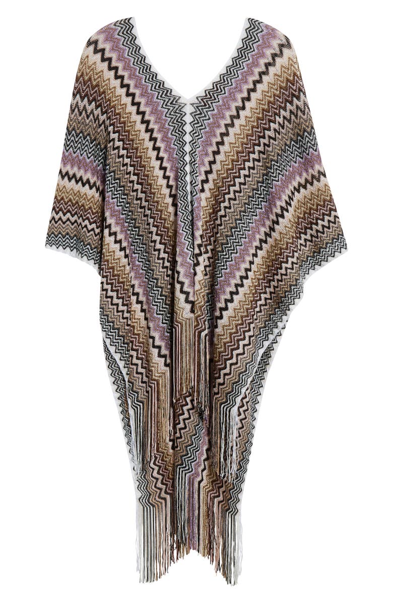 Missoni Chevron Stripe Fringe Poncho, Alternate, color, 
