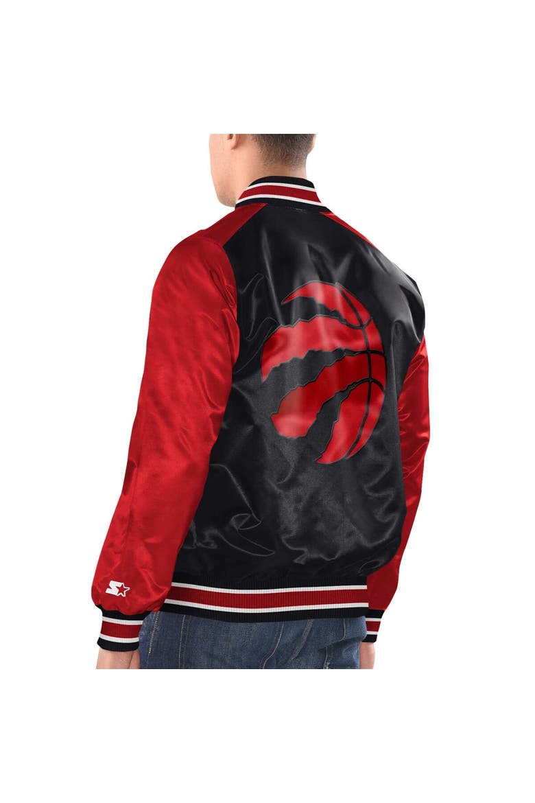 Men's Starter Black/Red Toronto Raptors Renegade Satin Full-Snap Varsity Jacket, Alternate, color, Black