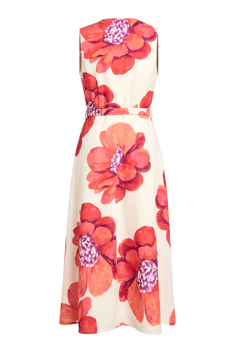 Printed Jacquard Sleeveless Midi Dress, Alternate, color, Ivory