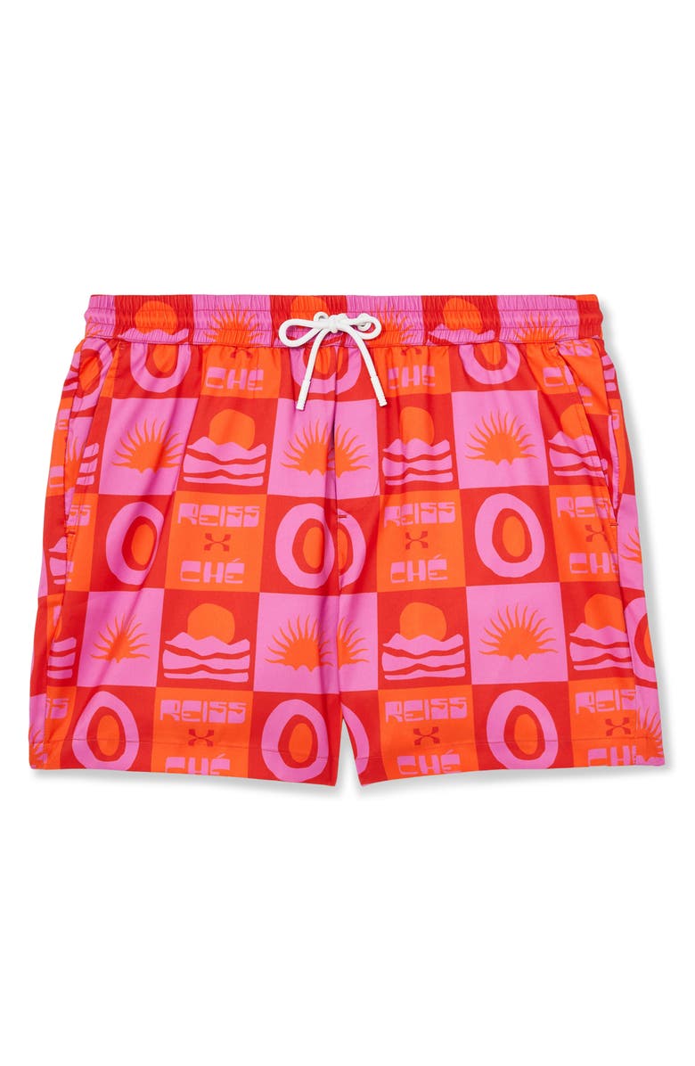 Reiss x Ché Trinity Swim Trunks, Alternate, color, Orange/ Pink