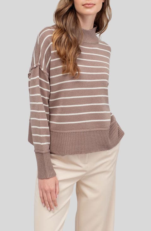 Stripe Mock Neck Sweater
