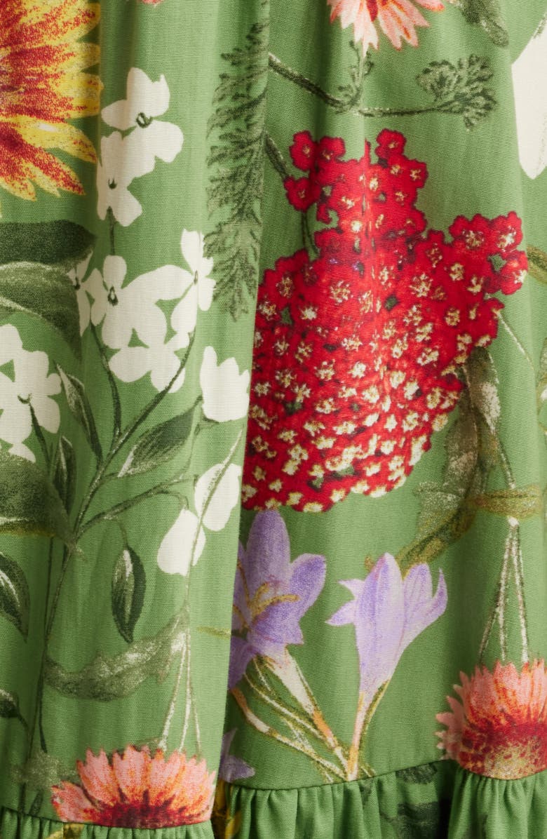 Anne Klein Floral Cotton Ruffle Shoulder Tiered Dress, Alternate, color, 