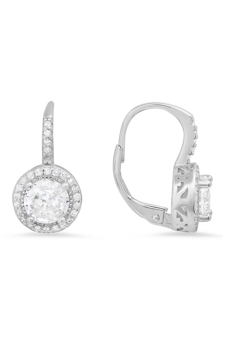 Stering SilverRound Cubic Zirconia Earrings, Main, color, SILVER