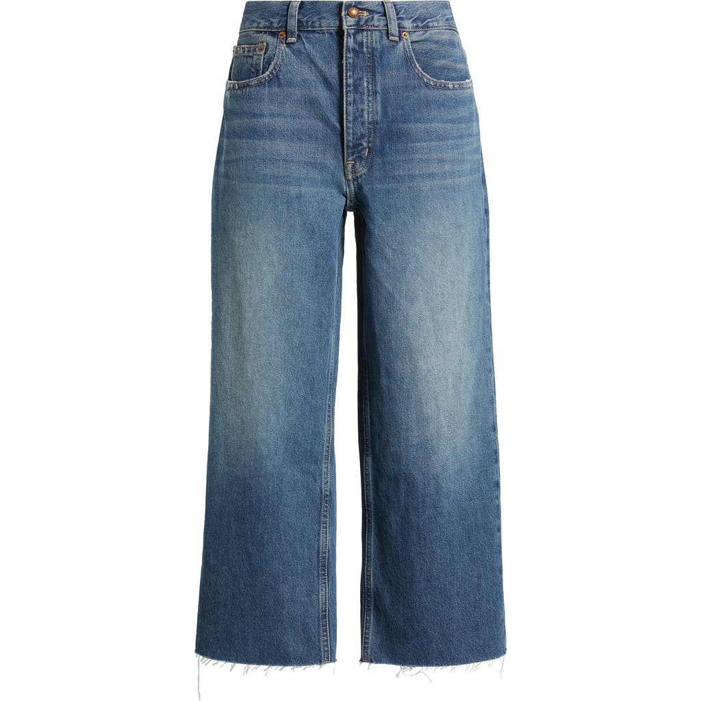 Shop Madewell Low Slung Crop Baggy Jeans In Croswell Wash