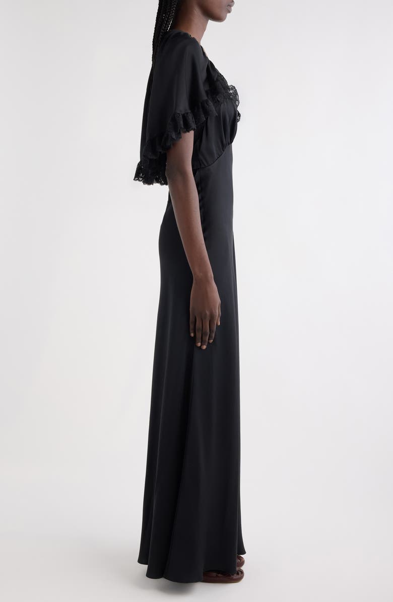 Chloé Lace Trim Silk Maxi Dress, Alternate, color, Black