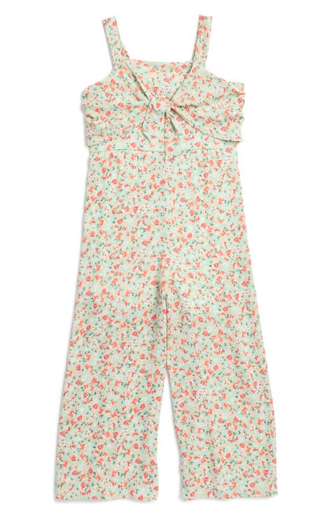 Kids' Floral Knotted Gauze Jumpsuit (Little Kid)