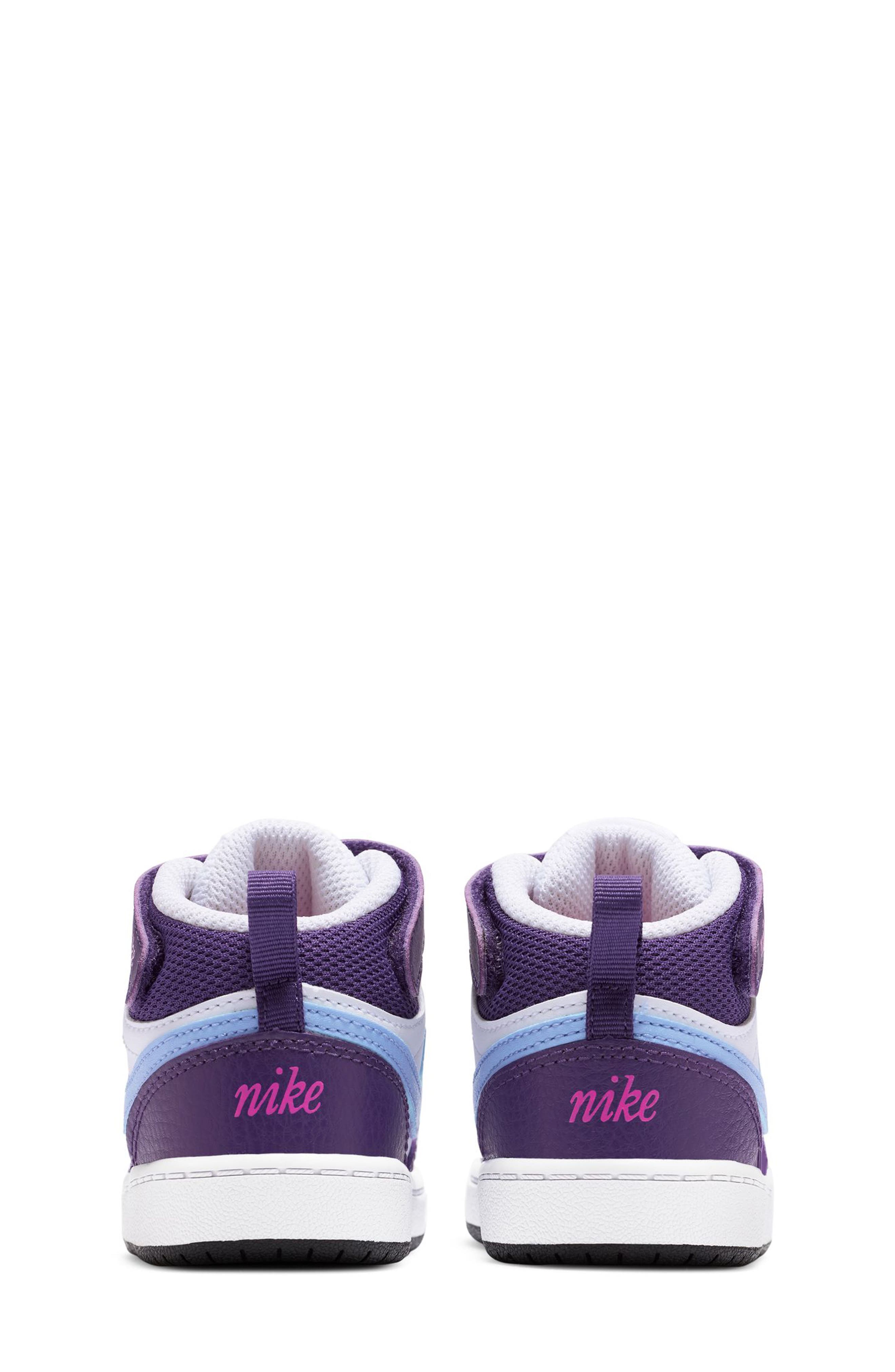 Nike Kids' Court Borough Mid 2 Sneaker, Alternate, color, White/ Royal Pulse/ Eggplant