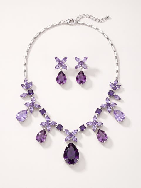 Crystal Necklace and Earrings Set