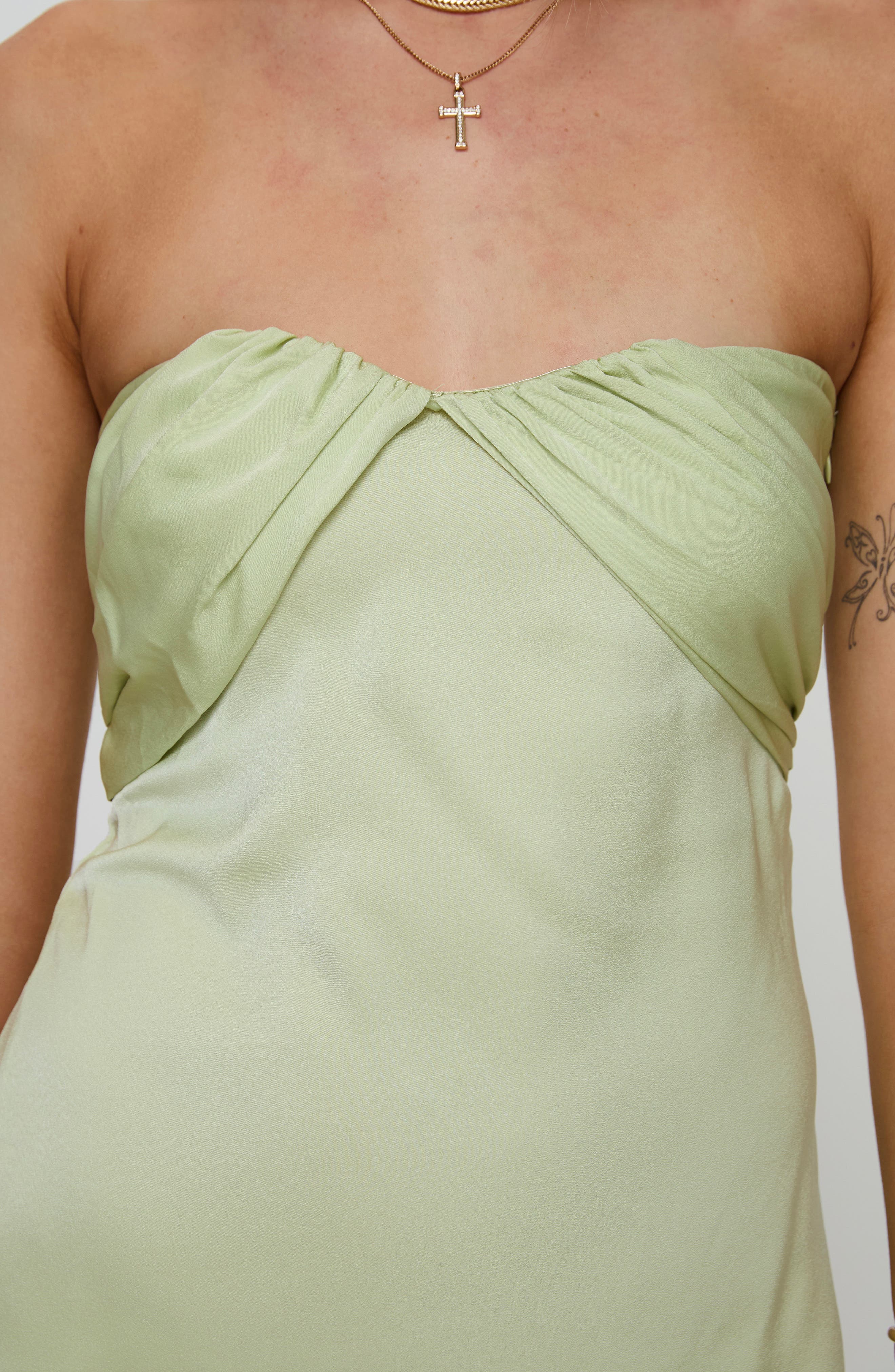princess polly green strapless dress Lyrena Strapless Beaded Mini Dress Green