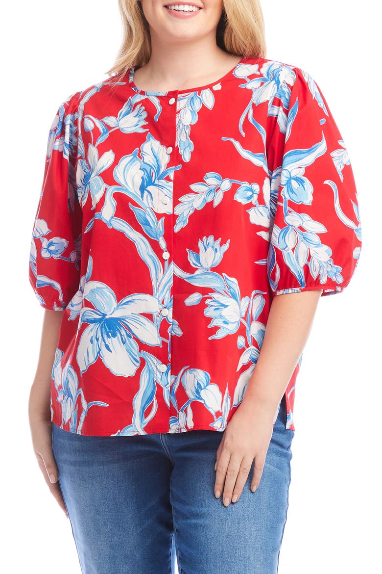 Floral Print Puff Sleeve Top, Main, color, PRINT