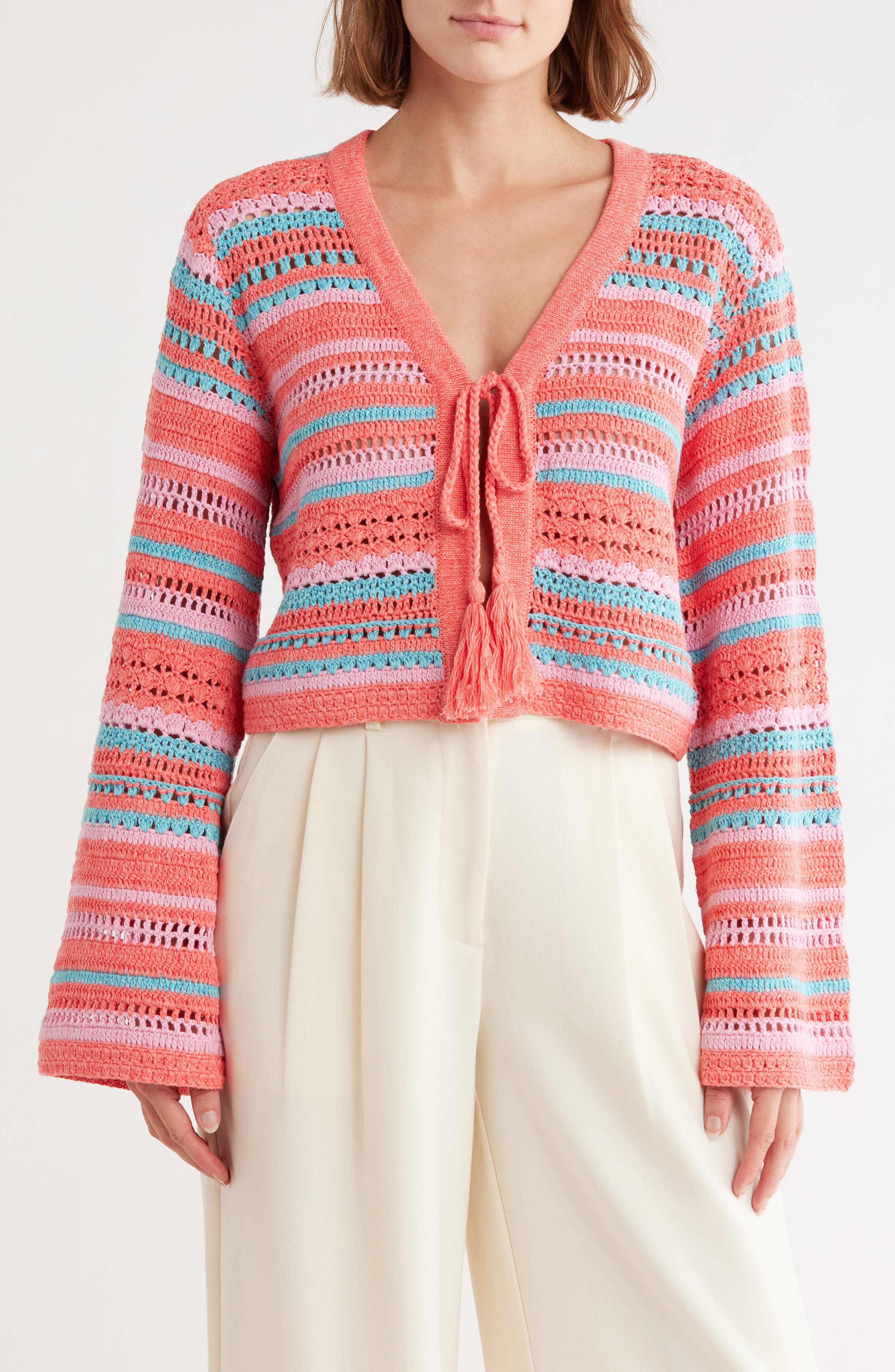Ramy Brook Madge Cotton Stripe Cardigan