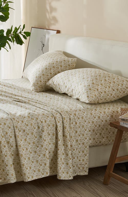 Patina Vie Maison Patine Vie Flannel Sheet Set In Geo Floral Mustard