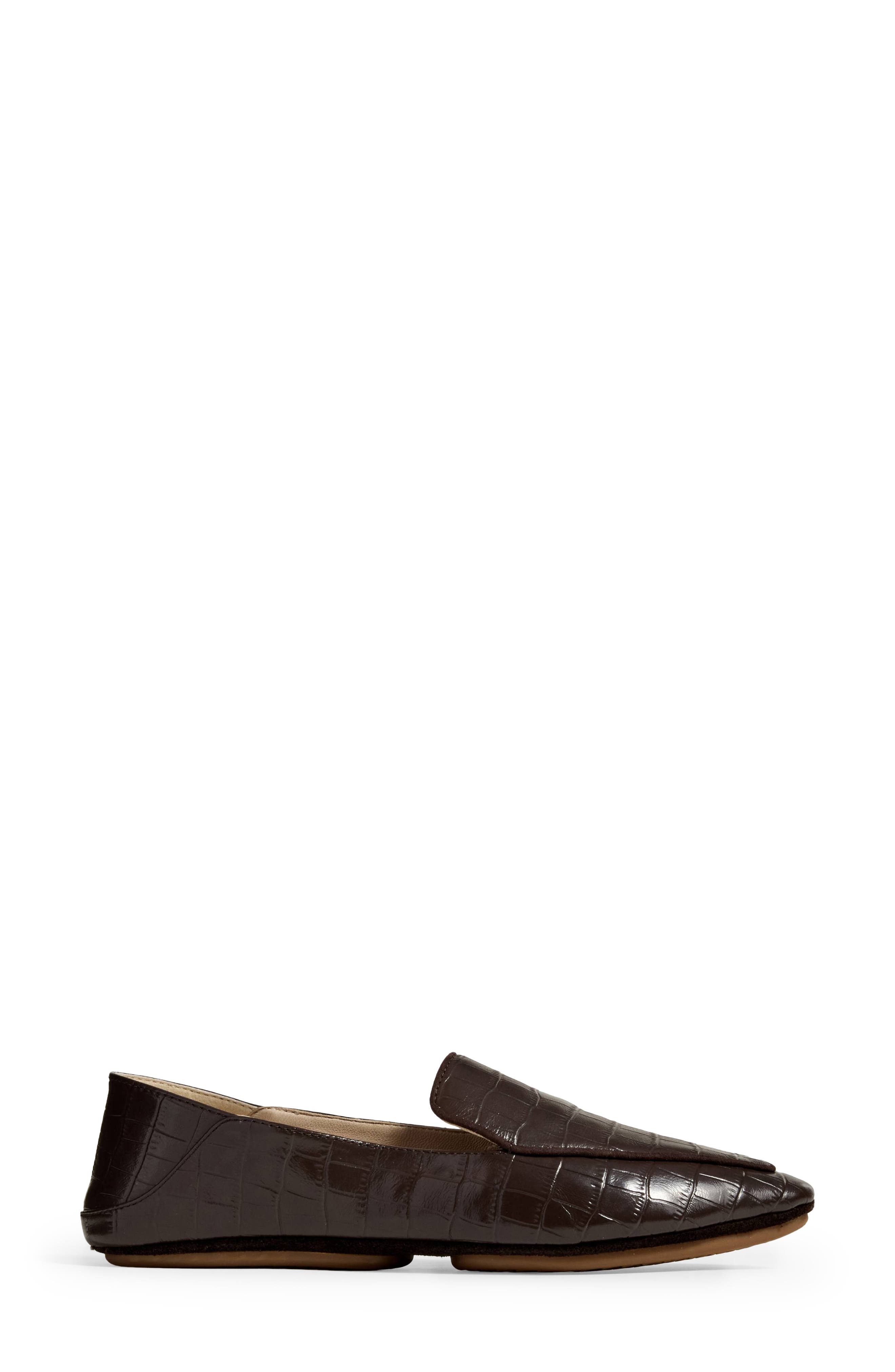 Vivina Croc Embossed Leather Loafer, Alternate, color, CHOCOLATE