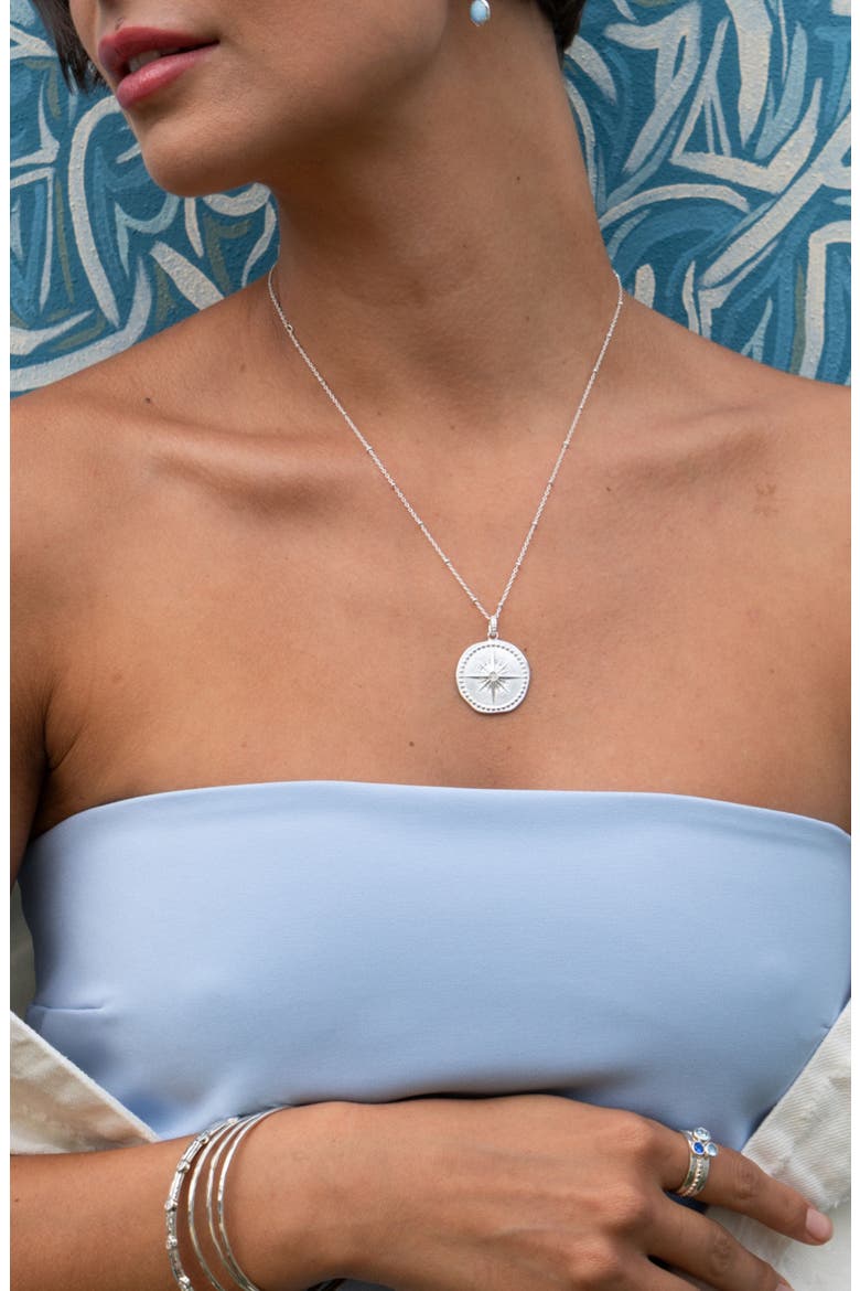 Diamond True North Talisman Necklace, Alternate, color, Sterling Silver