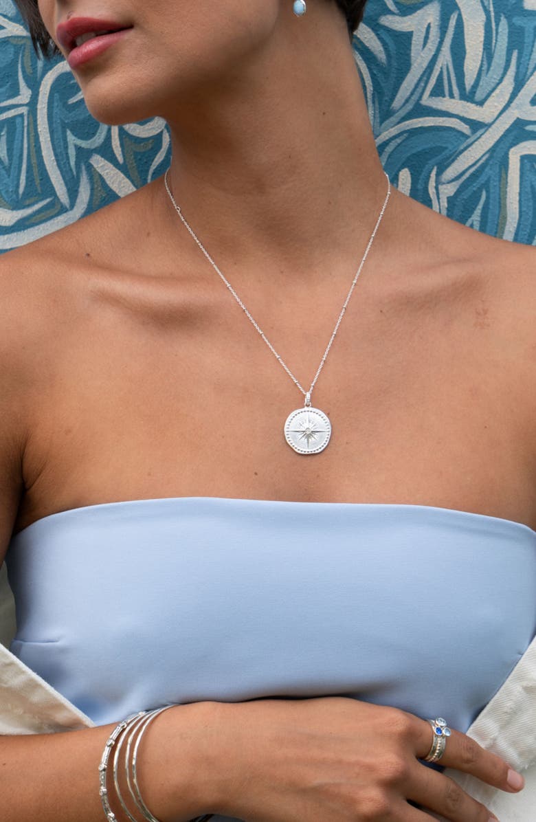 Dower & Hall Diamond True North Talisman Necklace, Alternate, color, Sterling Silver