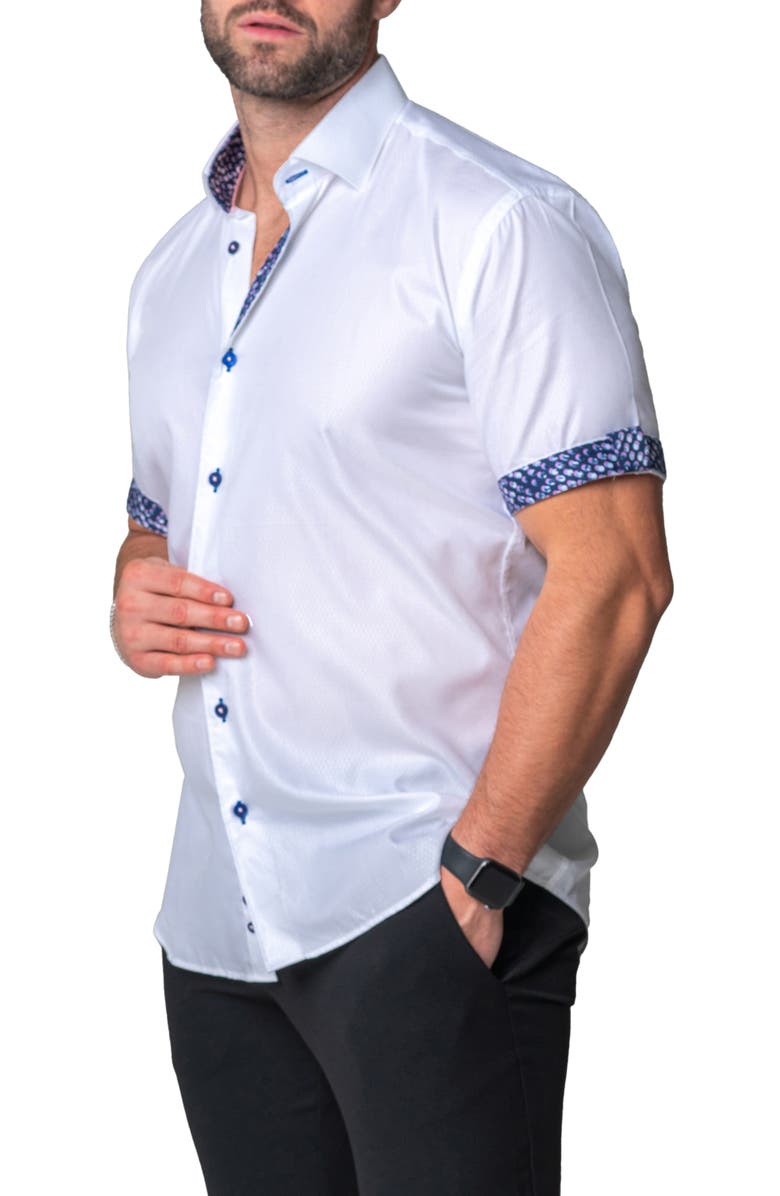 Maceoo Galileo Coup Short Sleeve Cotton Button-Up Shirt, Alternate, color, 