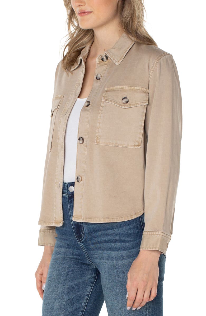 Liverpool Los Angeles Cotton Blend Shirt Jacket, Alternate, color, Biscuit Tan