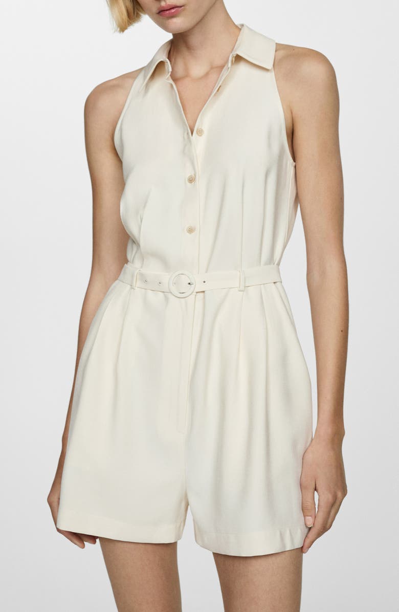 MANGO Belted Romper, Alternate, color,