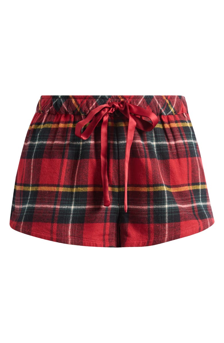 SKIMS Cotton Flannel Pajama Shorts, Main, color, Brick Holiday Plaid