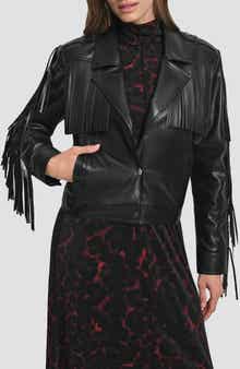 DKNY Fringe Faux Leather Jacket
