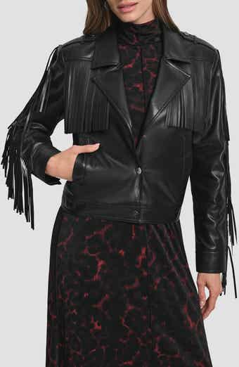 DKNY Fringe Faux Leather Jacket