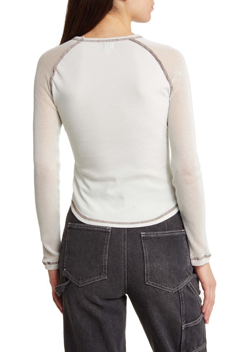 BDG Urban Outfitters Cyber Mesh Raglan Sleeve Cotton Top, Alternate, color,