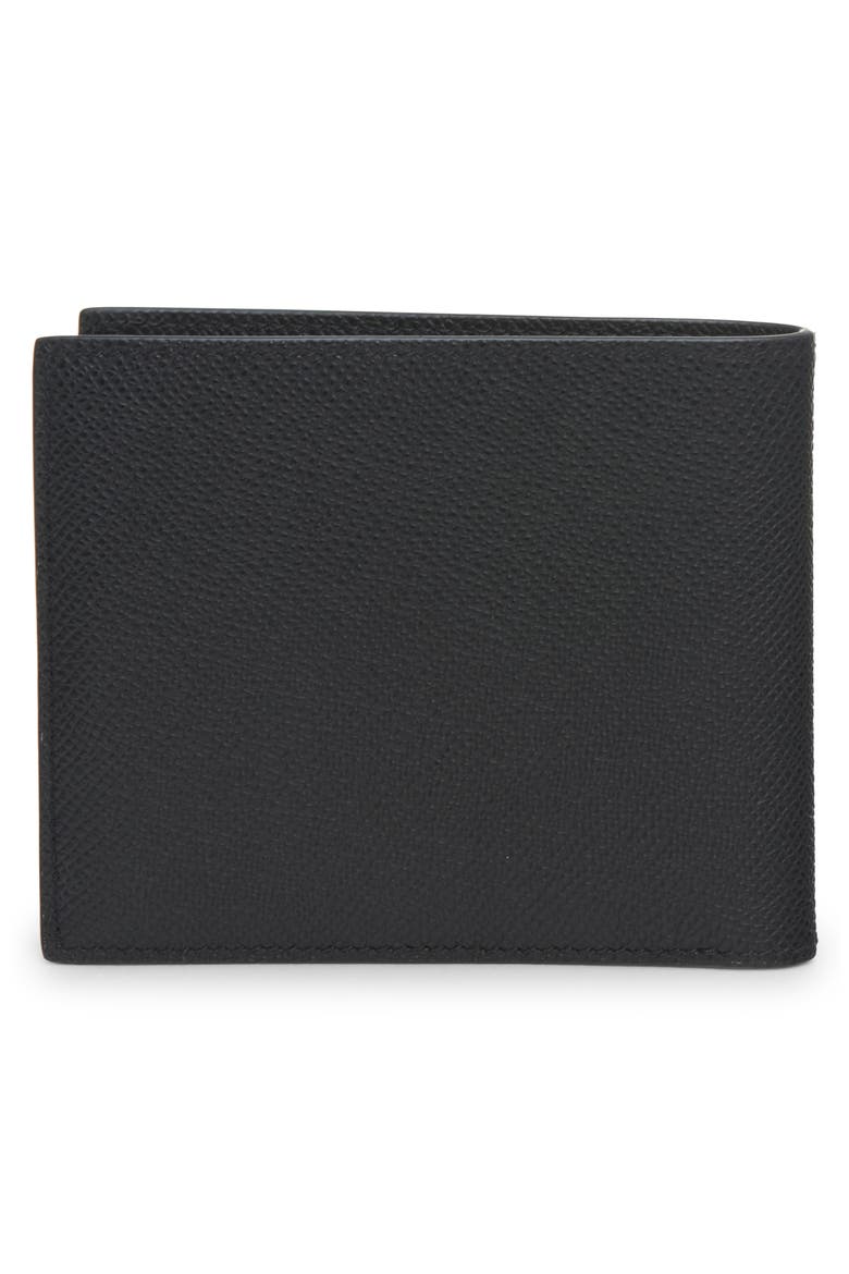 T-Line Small Grain Calfskin Leather Bifold Wallet, Alternate, color, BLACK