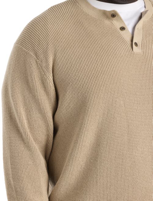 Oak Hill By Dxl Henley Waffle-knit Sweater In Hummus