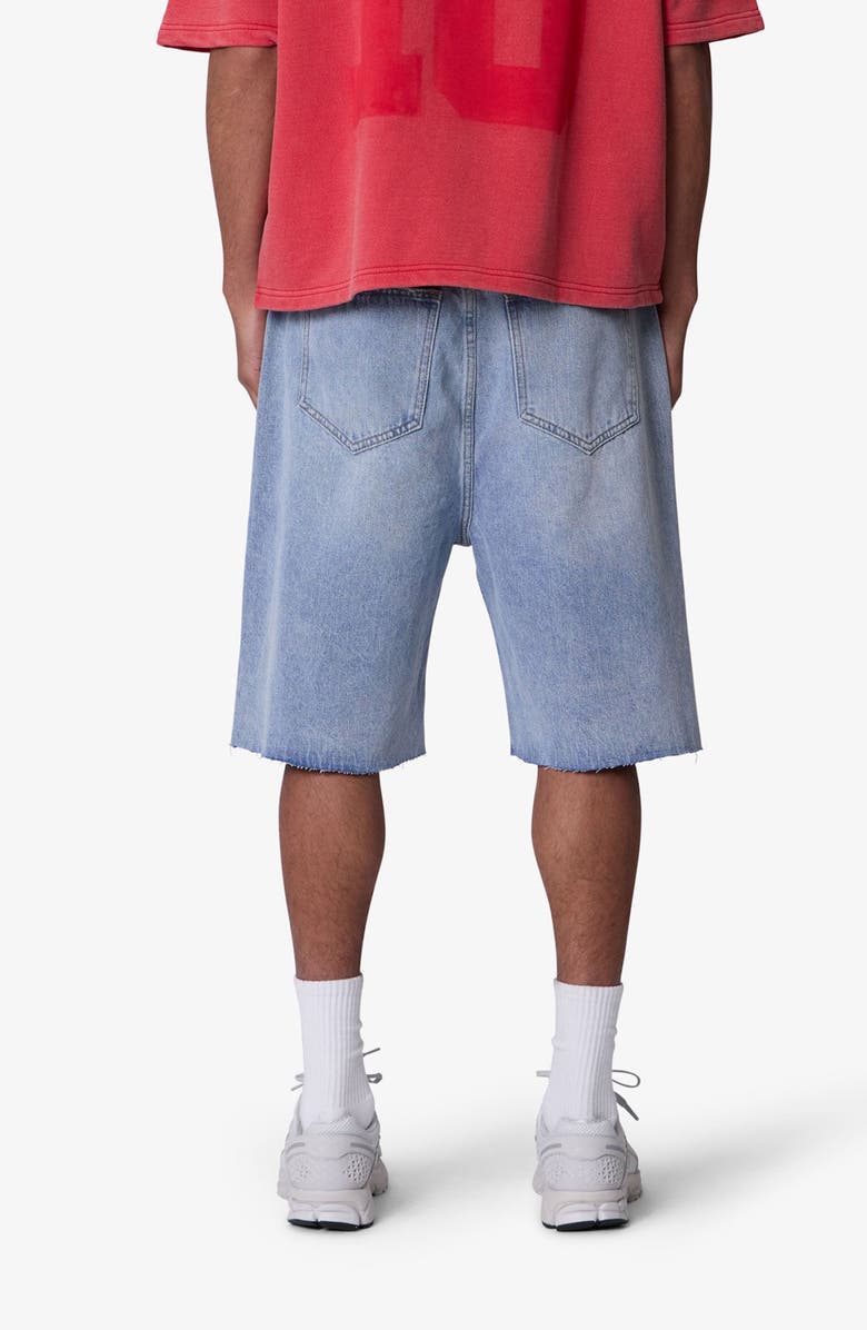 mnml Baggy Raw Hem Denim Shorts, Alternate, color, Light Blue