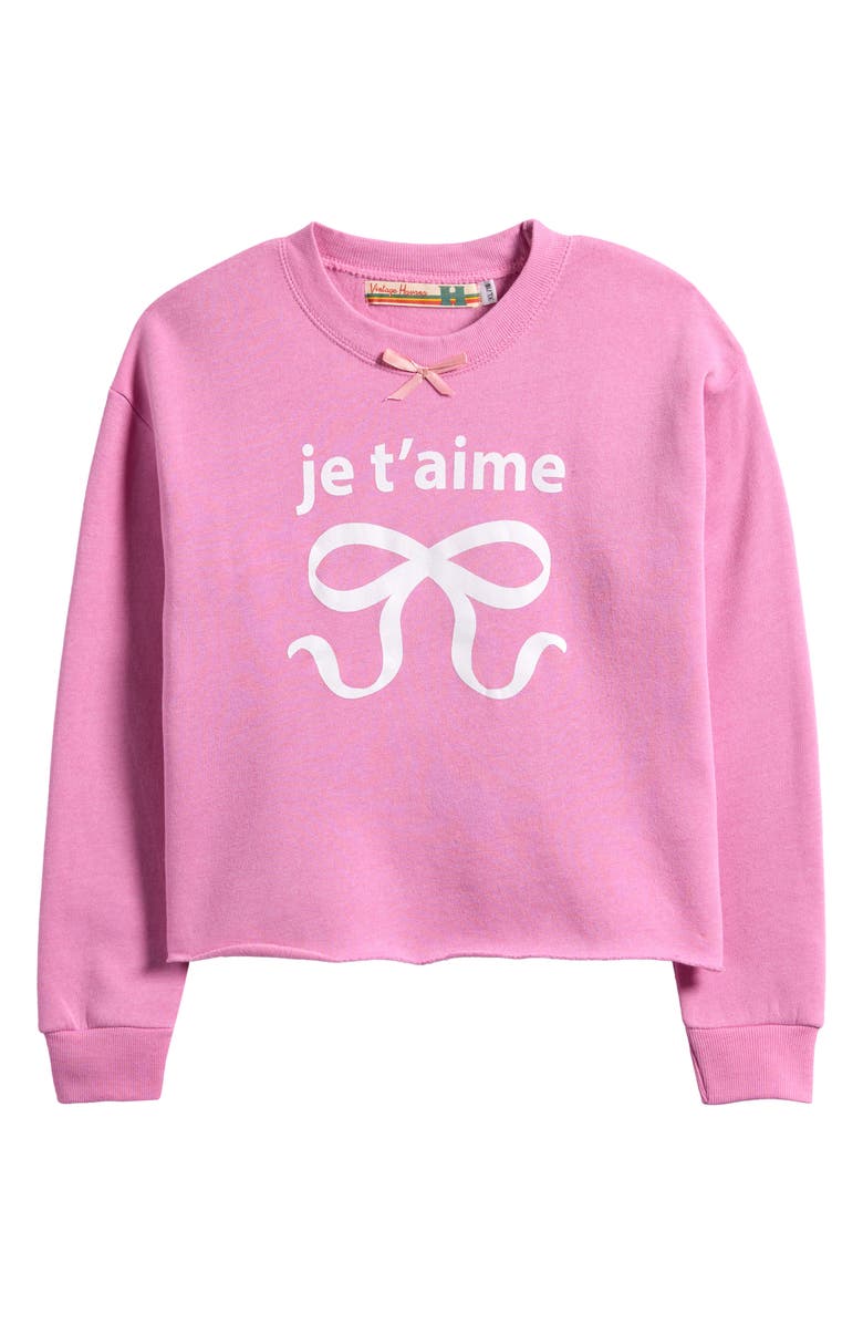 Vintage Havana Kids' Je T'aime Bow Cotton Blend Sweatshirt, Main, color, Pink