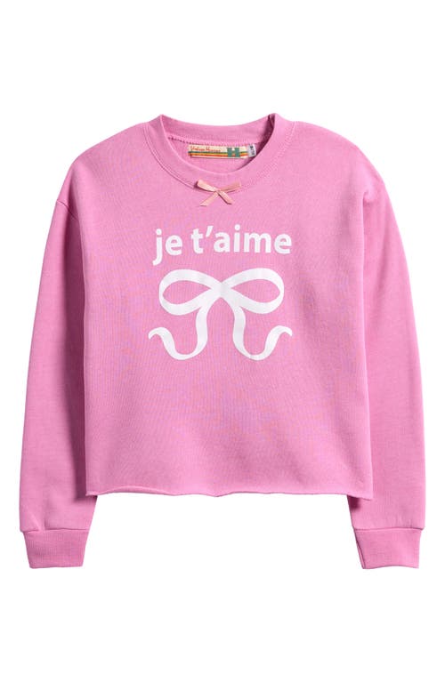 Vintage Havana Kids' Je T'aime Bow Cotton Blend Sweatshirt In Pink