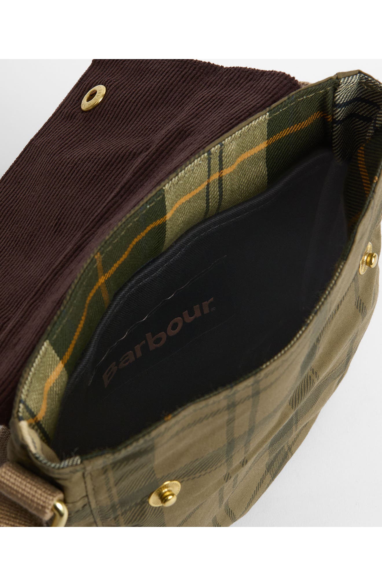 Barbour Transport Tartan Crossbody Bag, Alternate, color, Dusky Green Tartan