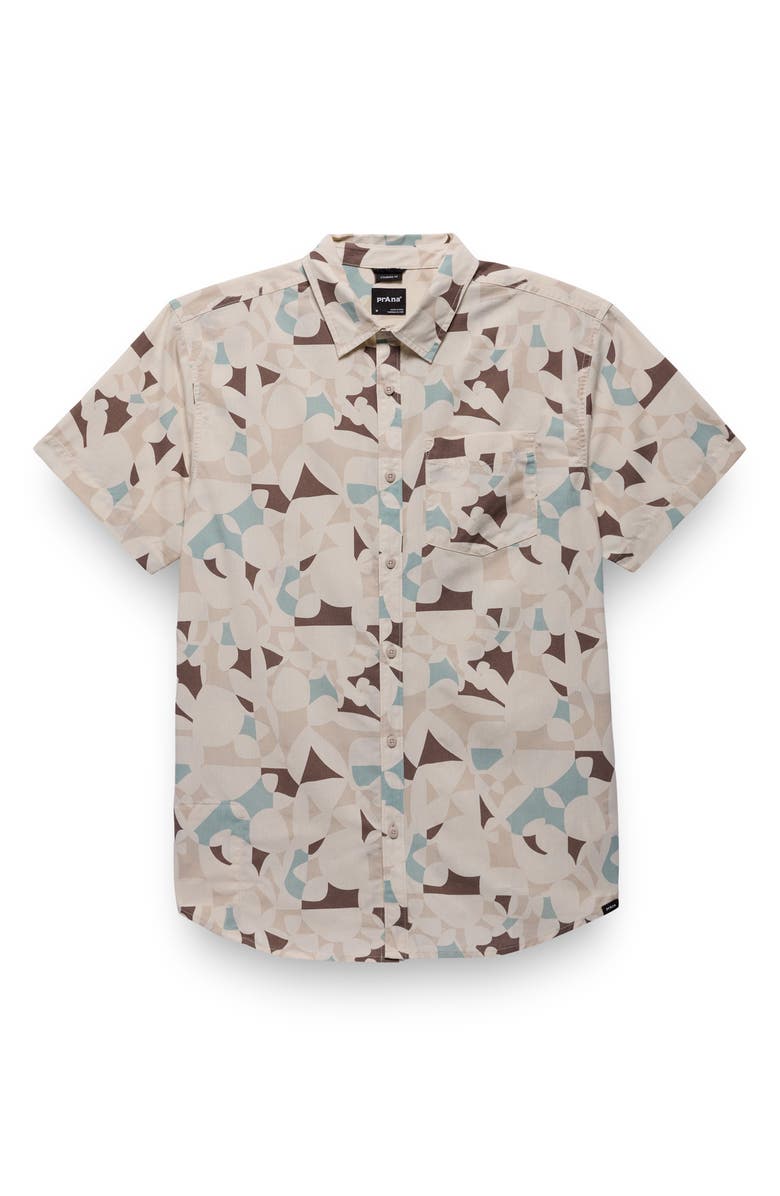 prAna Stimmersee Short Sleeve Button-Up Shirt, Alternate, color, Almond Edamame